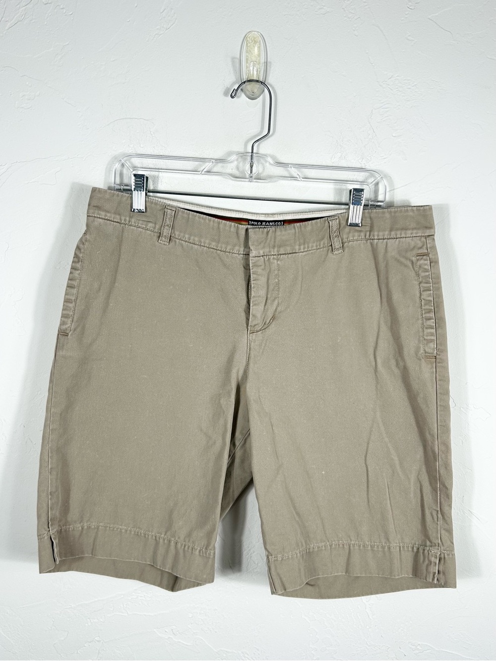 Polo Jeans Co. Ralph Lauren Y2K Vintage Size 12 Khaki Cotton Casual Chino Shorts